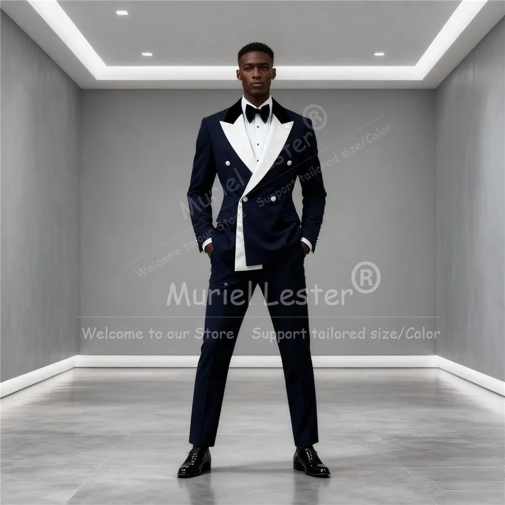 الذكور تصميم الأزياء دعوى الملابس للرجال مزدوجة الصدر سترة السراويل 2 قطعة زي أوم العريس مخصص الزفاف البدلات الرسمية