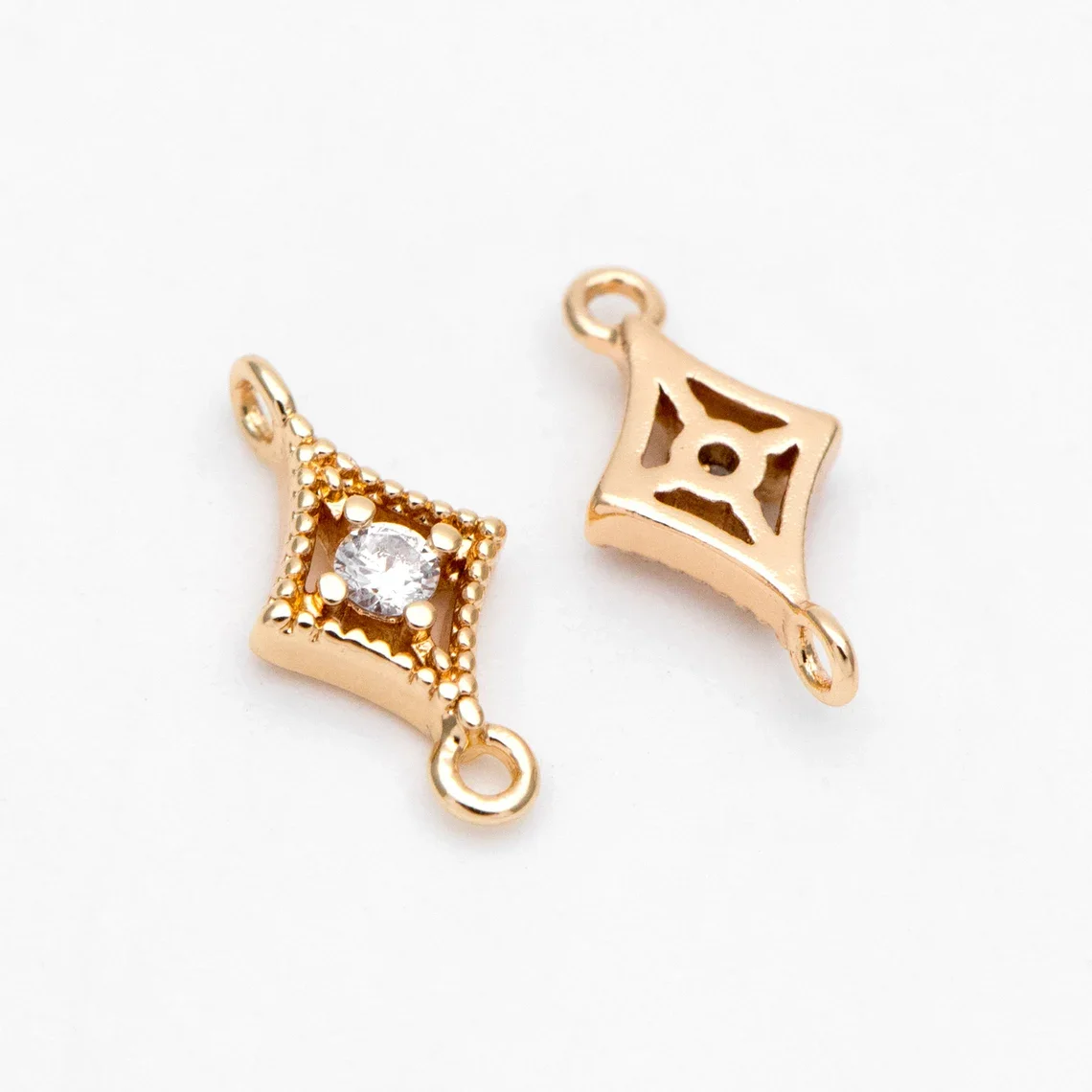 10pcs 18K Gold Rhombus Charms Geometric Connector Pendants For DIY Jewelry Necklace