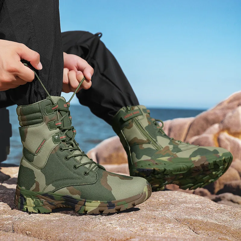 

Large Size 47 Camouflage Trekking Boots For Men Platform High Quality Men's Hiking Shoes Non-slip Outdoor Boots Man Desert Boot