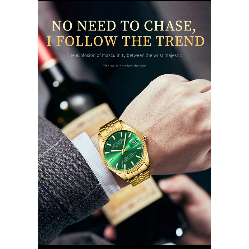 Relógio masculino de luxo relógio de quartzo casual à prova dwaterproof água luz noturna calendário pulseira de aço inoxidável relógio mecânico relógios