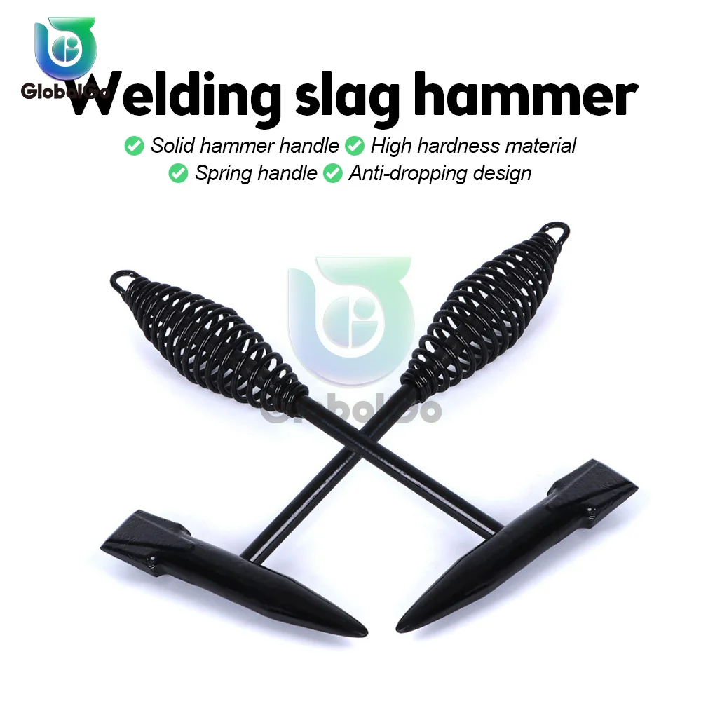 High Carbon Steel Solid Hammer Handle Derusting Welding Slag Hammer Spring Handle Welder Hammer for Remove Welding Slag