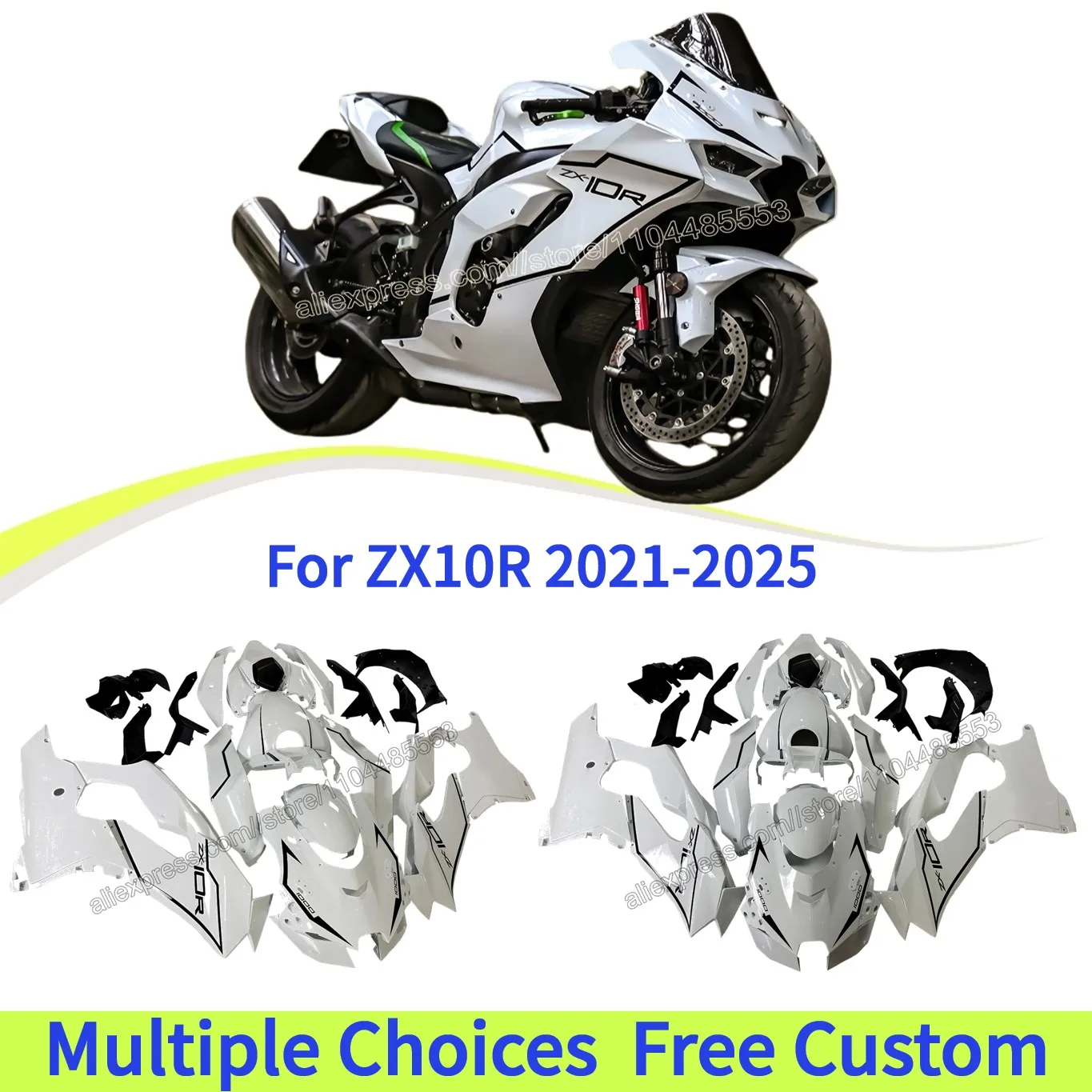 

ZX-10RR 2021 2022 2023 2024 2025 Motorcycle Fairings kits for KAWASAKI ZX10R ZX 10R White Bodywork Shell