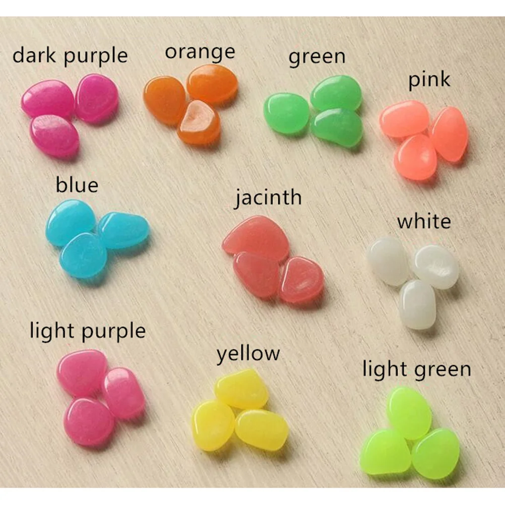 

100Pcs Colorful Luminous Pebble Stones Glow in Dark Aquarium Fish Tank Gravel Decoration Garden Yard Night Light