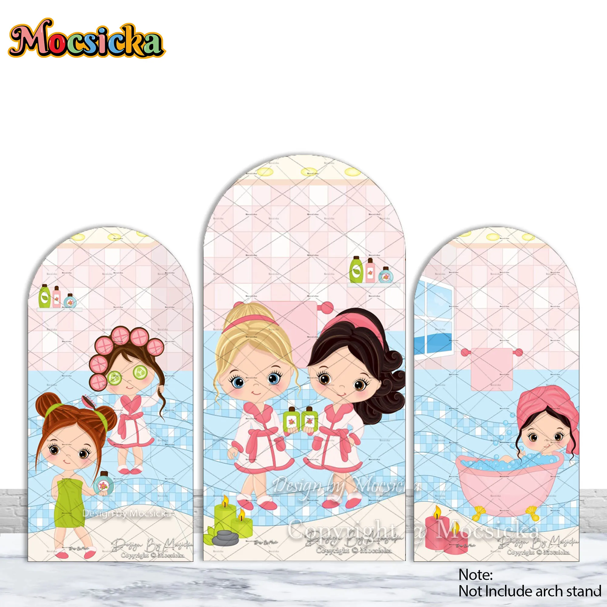 Mocsicka Spa Girls Birthday Backdrop Photography Adult Bachelorette Party Bathroom Background 2-sided Custom Kids Photo Studio