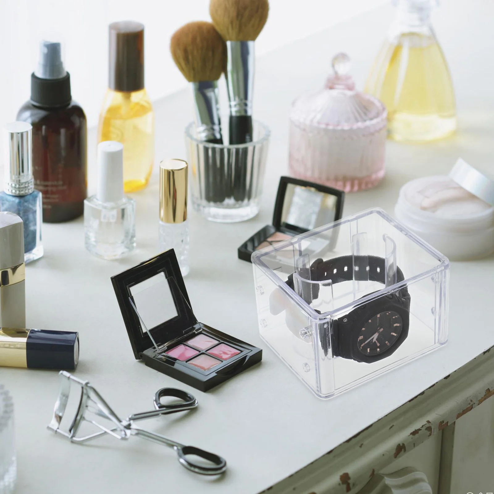 

6pcs Square Box Transparent Plastic Watch Box Watch Holder Display Case For Men Women Small Containers With Lids