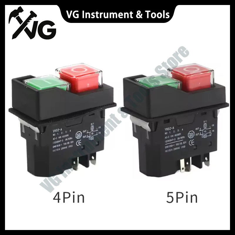 YH02A AC250V 16A Electromagnetic Push Button Switches Starter Machine Tool Equipment Waterproof Switch Safety Security IP55 16A