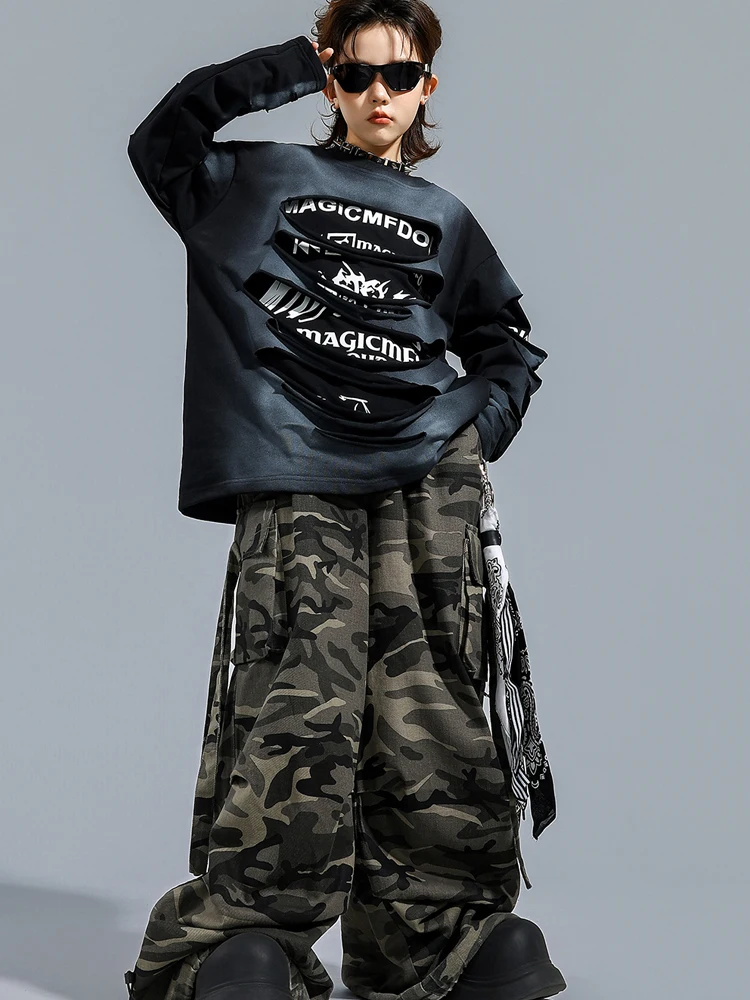 الأطفال الحديثة رقص الجاز أزياء مسرحية للفتيات بلوزات فضفاضة التمويه السراويل الشارع الشهير الفتيان الهيب هوب الملابس DQS21040