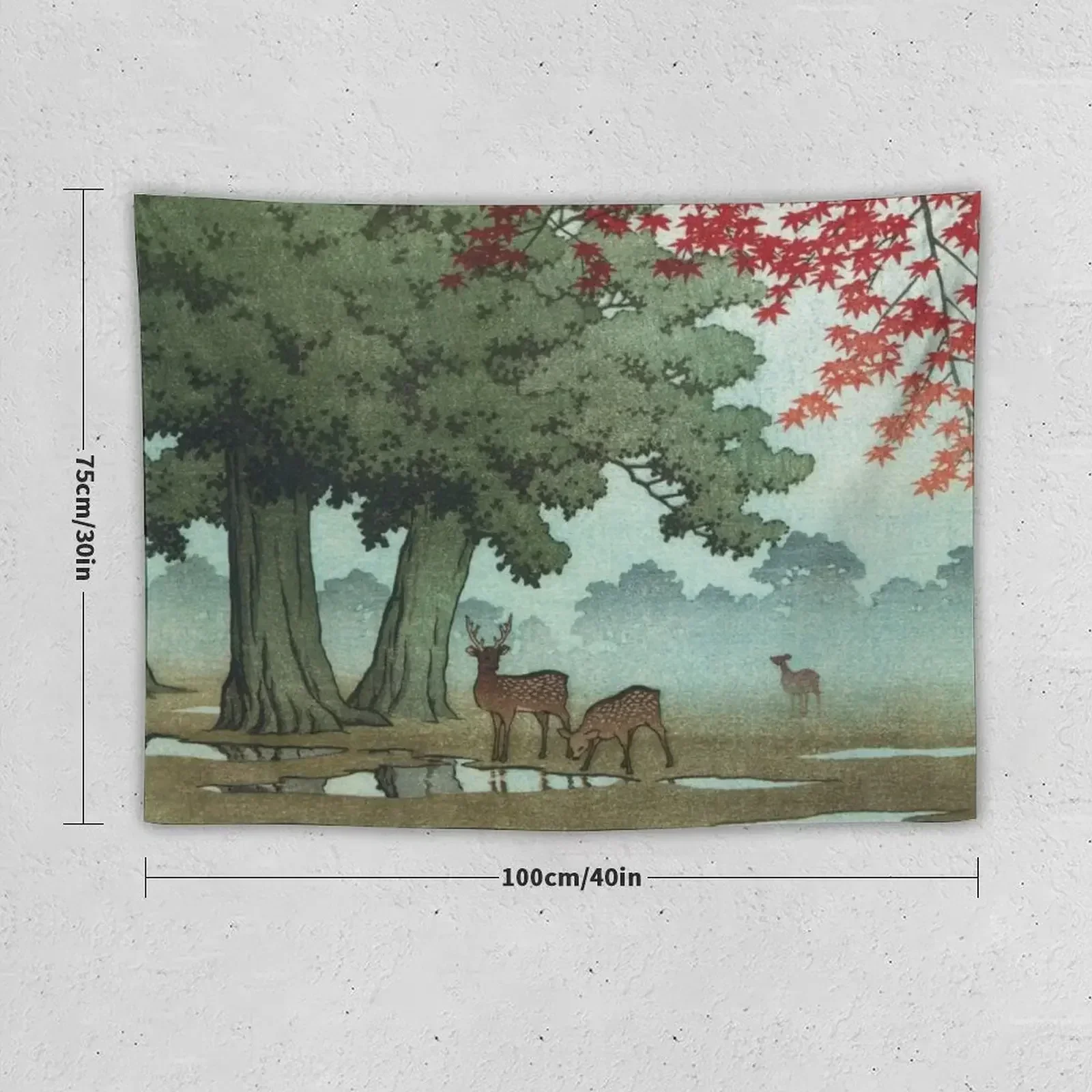 Deer of Nara Park by Kawase Hasui Tapestry Luxury Living Room Decoration Home Decor Accessories Tapestry