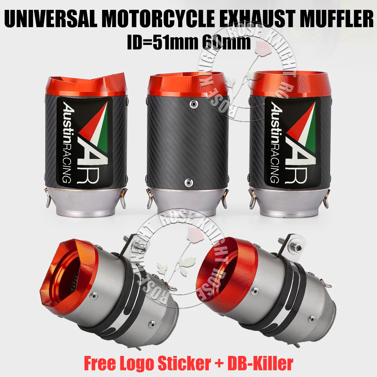 Universal 51mm 60mm AR Motorcycle Exhaust Muffler Escape For Kawasaki Honda Yamaha KTM Motorcycle Exhaust Modifiction Accessorie