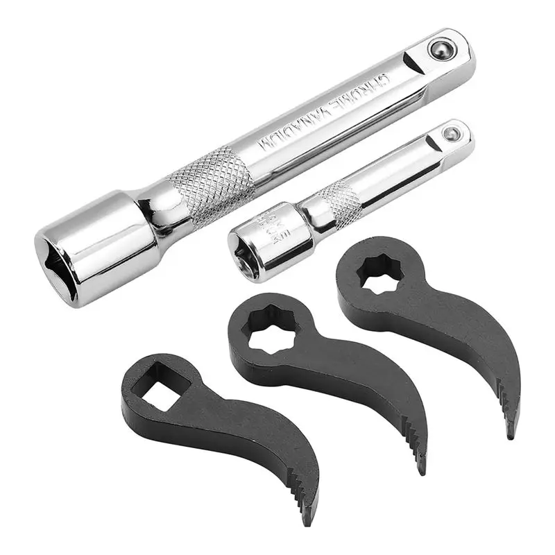 B62B-5Pcs Pry Bar Wrench Adaptor Half Shaft Removal Car Repairing Tools With Extension Bar For Tight Spaces