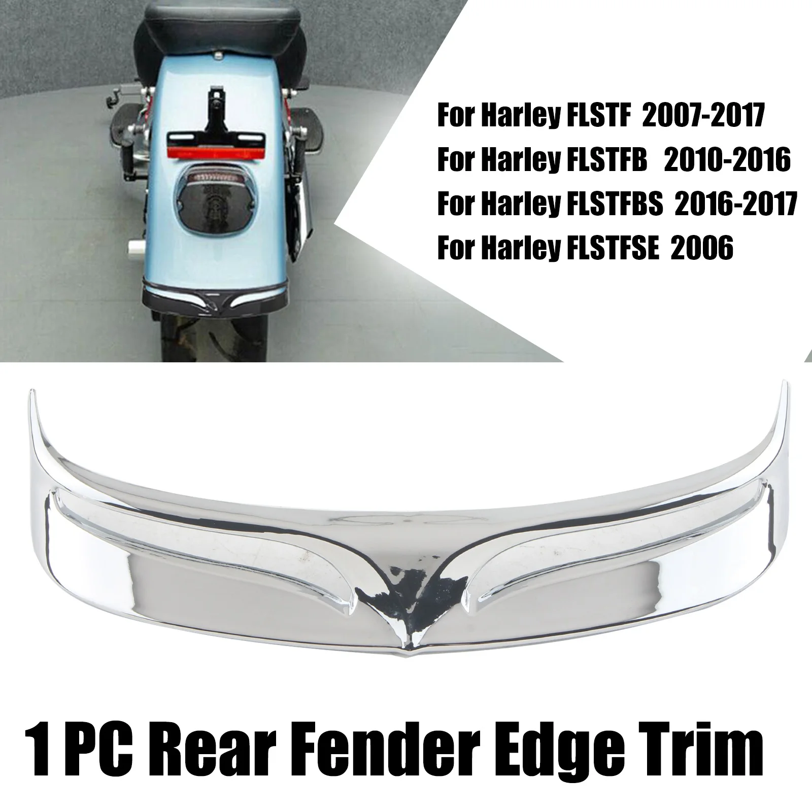 for Harley-Davidson FLSTF  2007-2017 FLSTFB   2010-2016 Rear Fender Edge Trim Tip Trailing