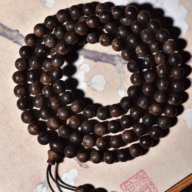 Full Immersive Dara Dry Fragrance Wristband Indonesian Fragrance Wooden Buddha Beads Bracelet 108 Count Multiple Loops Man's Wom