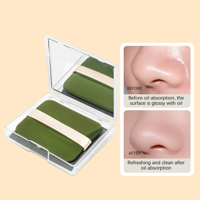 Bamboo Charcoal Blotting Papers With Mirror Makeup Puff Refreshing Portables Oil Control Tool Kit Facial Oil Absorbing Care