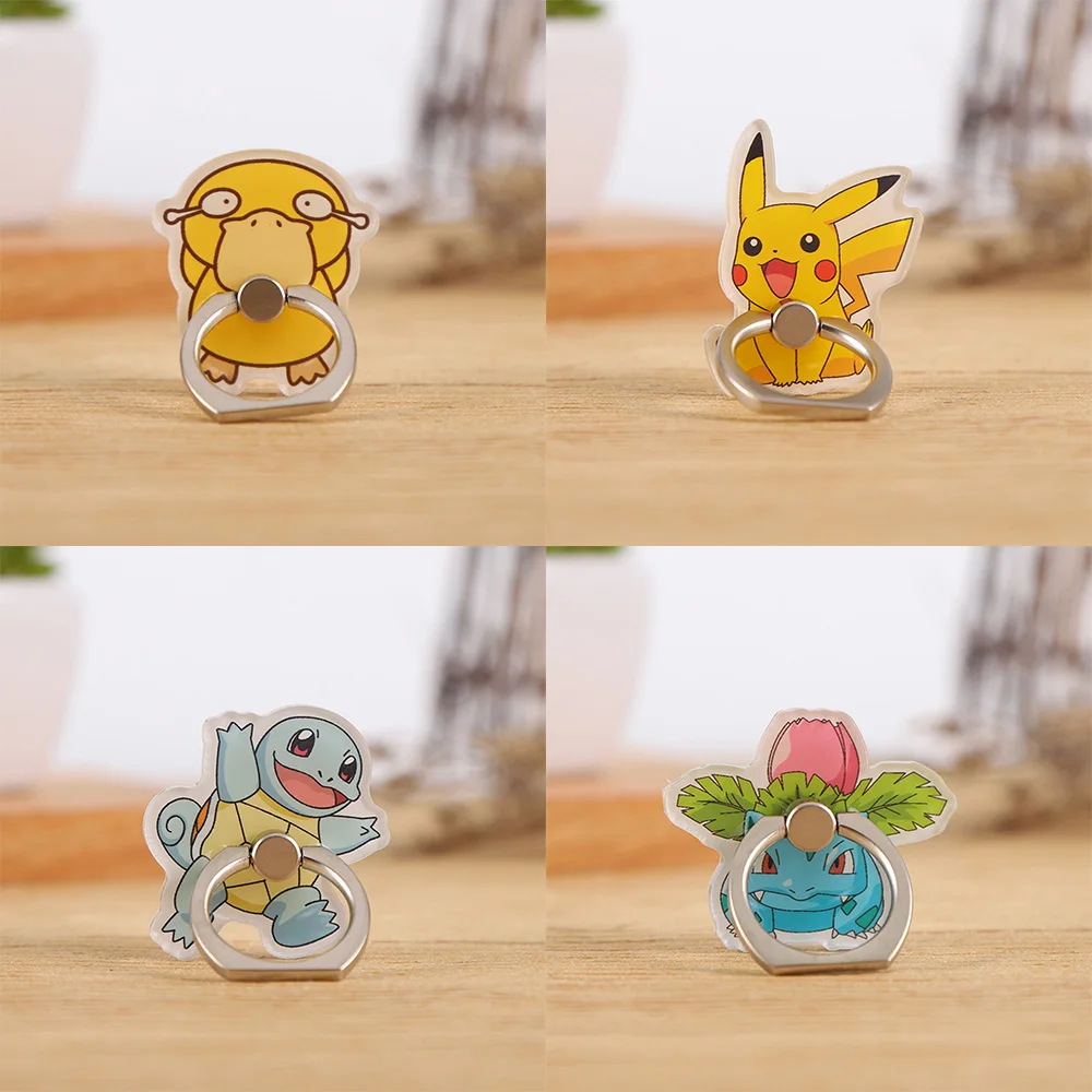 

Cartoon Pikachu Squirtle Phone Stand Kawaii Anime Characters Psyduck Charmander Phone Shockproof Decorative Back Clip Girls Gift