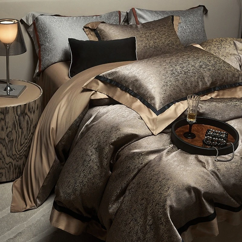 Satin woven jacquard four-piece set European cotton cotton duvet cover with a sense of luxury