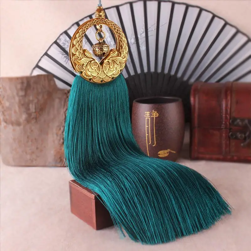 Pure Handmade Gold Alloy Hat Chinese Knot Real Silk Artificial Silk Tassels Hanging Tassels Decorative Pendants