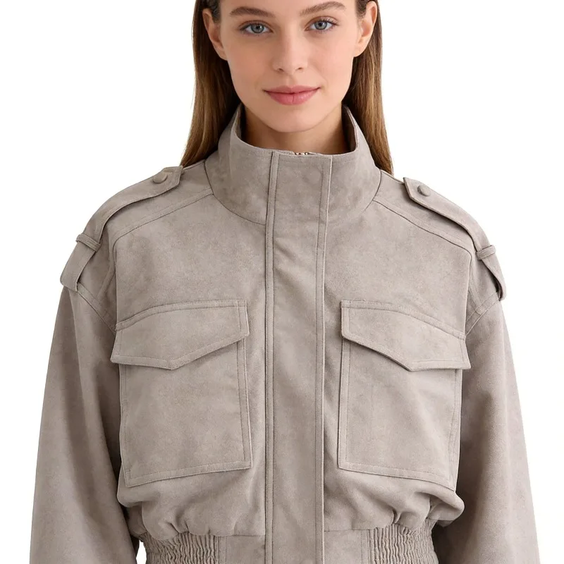 YLT Womens Faux Suede Cropped Jacket 2026 Fall New Fashion Elegant Long Sleeve Coat Trendy Chic Outerwear Classy Everyday Warm