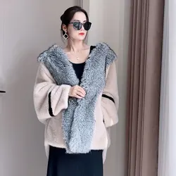 Stylish Faux Sable Plush Coat For Ladies Bat-Sleeved Youthful Touch With Thick Design Faux Fur Coat