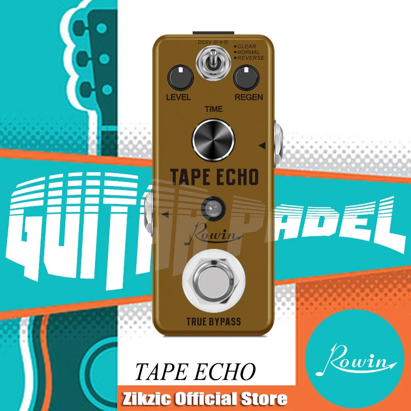 Rowin LEF-3809 Digital Tape Echo Pedal Clear&Normal&Reverse 3 Models With Unique and High Quality Sound True Bypass