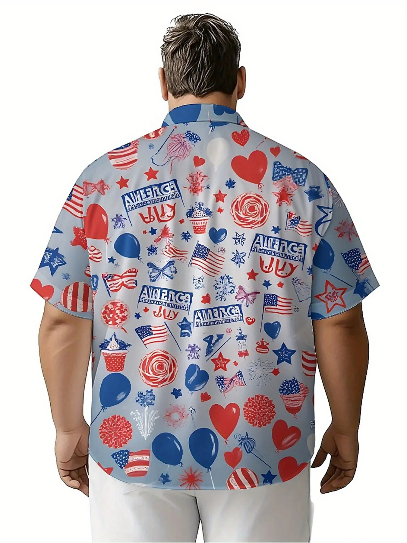 Men's Plus Size Hawaiian Shirts American Flag Theme Pattern, Button Up Shirts, Unisex Casual Clothing, Summer Tops