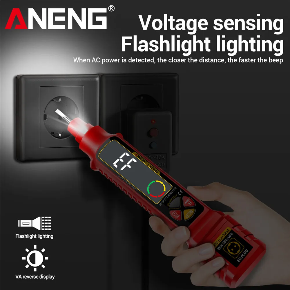 Socket Power Tester ANENG VD808 Line Detection AC/DC Voltage Measuremen Polarity Leakage NCV Voltage Sensing Electricians Tools