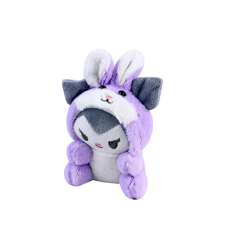 1PC Cute Rabbit Cross Dressing Sanrio Plush Keychain For Children Hello Kitty Pendant Cartoon Backpack Decoration Gifts For Girl image 6