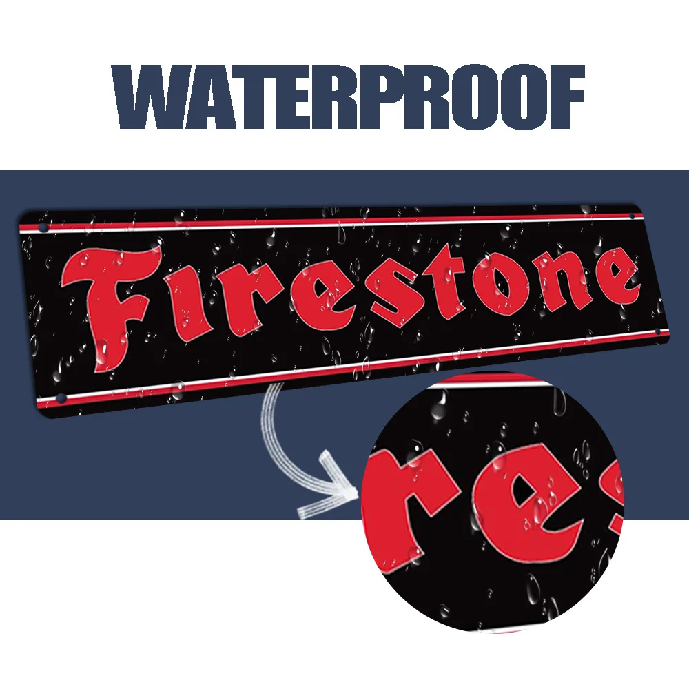 1 Firestone Vintage Aluminum Wall Sign - Classic Aluminum Decoration, Suitable for Bars, Pubs, Cafes,Vintage Aluminum Sign