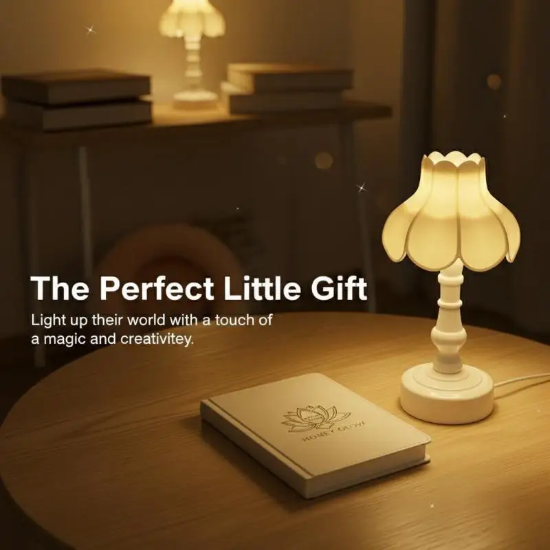 1:12 Dollhouse Miniature Flower Bud Table Lamp Night Light Furniture Home Model Decor Toy Doll House Accessories