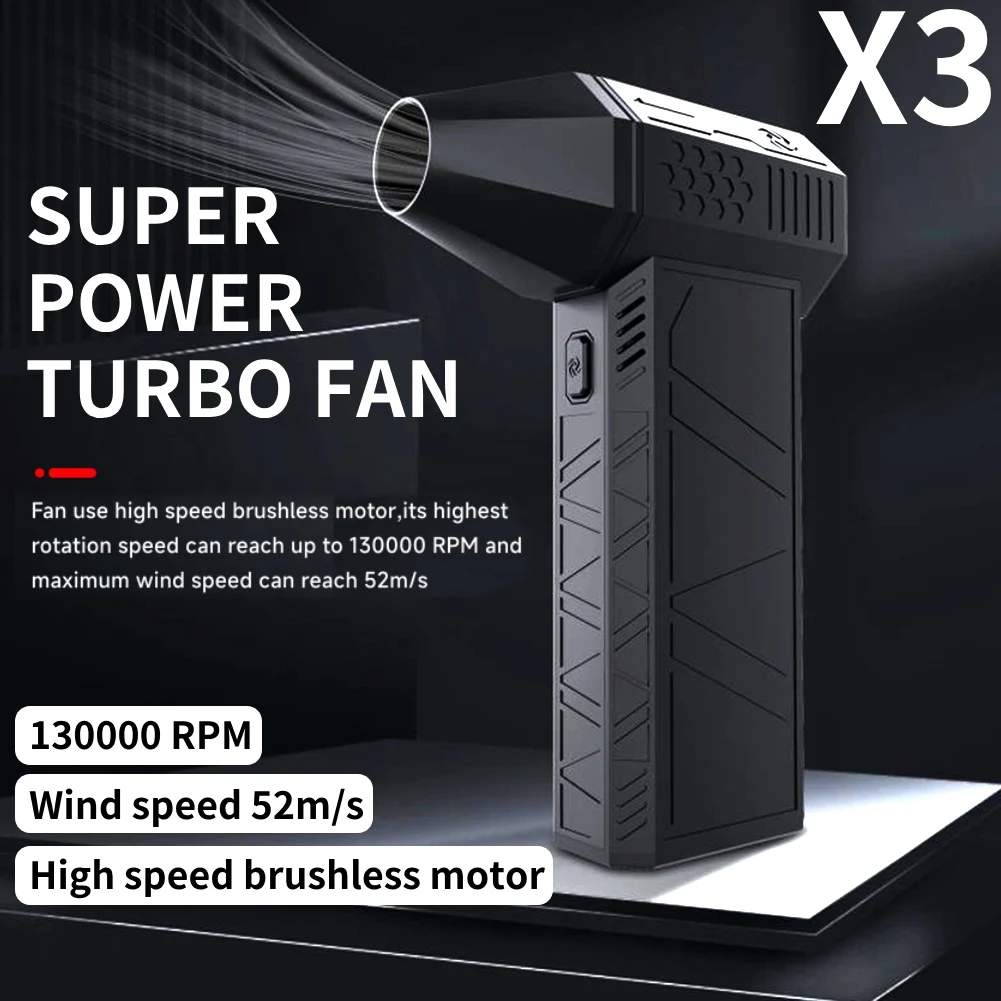 3nd Generation X3 Violent Blower Mini Turbo Jet Fan Handheld Brushless Motor 130,000 RPM Wind Speed 52m/s industrial Duct Fan