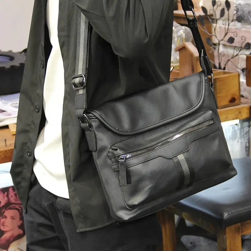 New Fashion Brand Men\'s Crossbody Bag Shoulder Bag Clamshell High Quality PU Leather Messenger Bag Popular