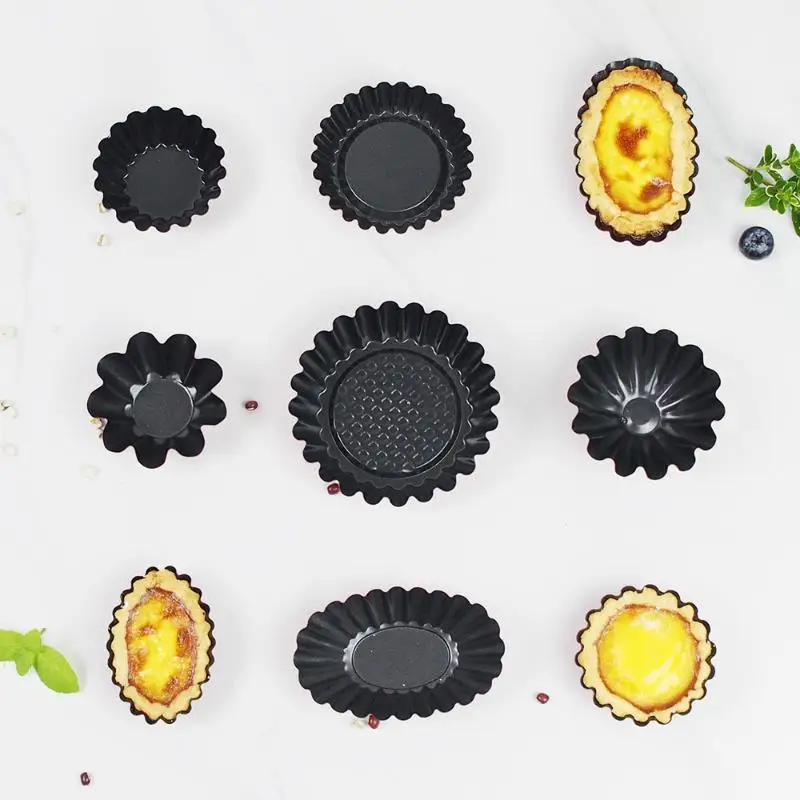 Muffin Cup Carbon Steel Egg Tart Molds Mini Non-stick Cake Mold Reusable Creative Tartlet Baking Mold Pizza Pan