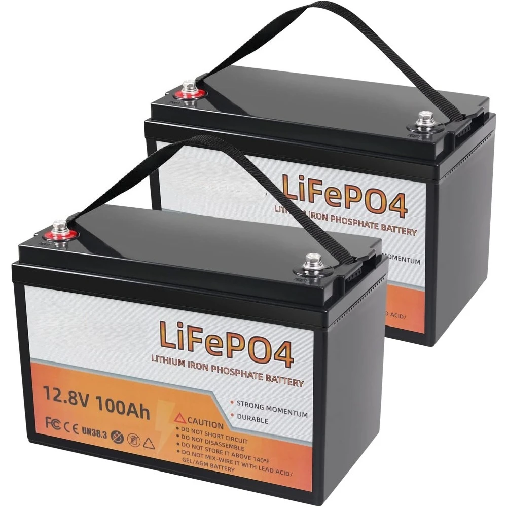 2 Pack 12v 100ah lithium battery lifepo4 24v lithium iron phosphate deep cycle marine battery 12 volt pack for rv solar system