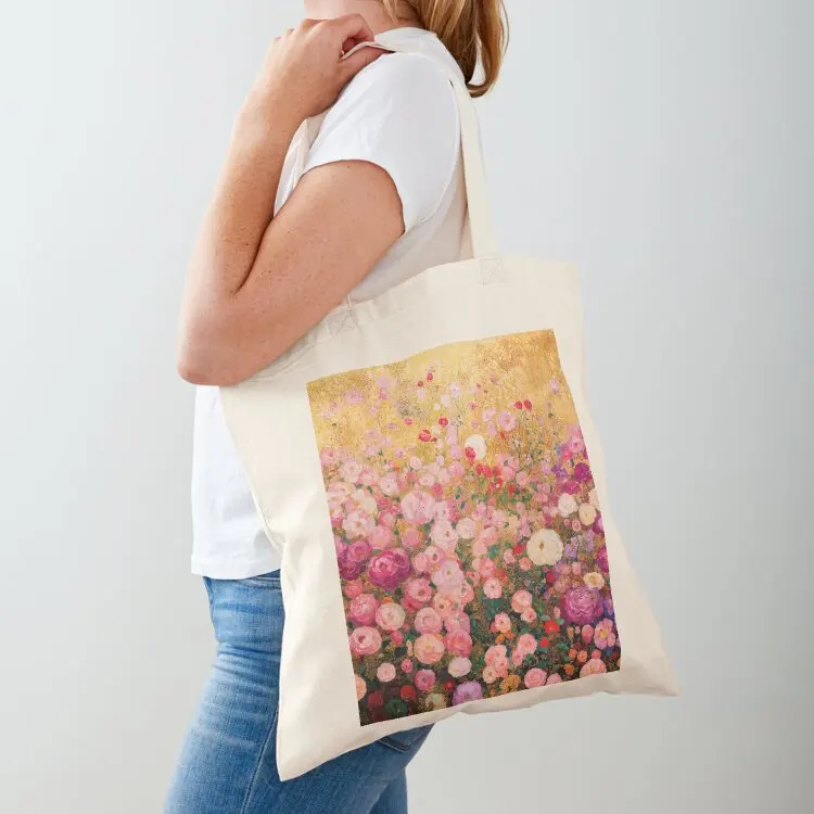 

Gustav Klimt Pink Flower Garden Tote Bag Handbags women canvas shopping bag shopper bag woman