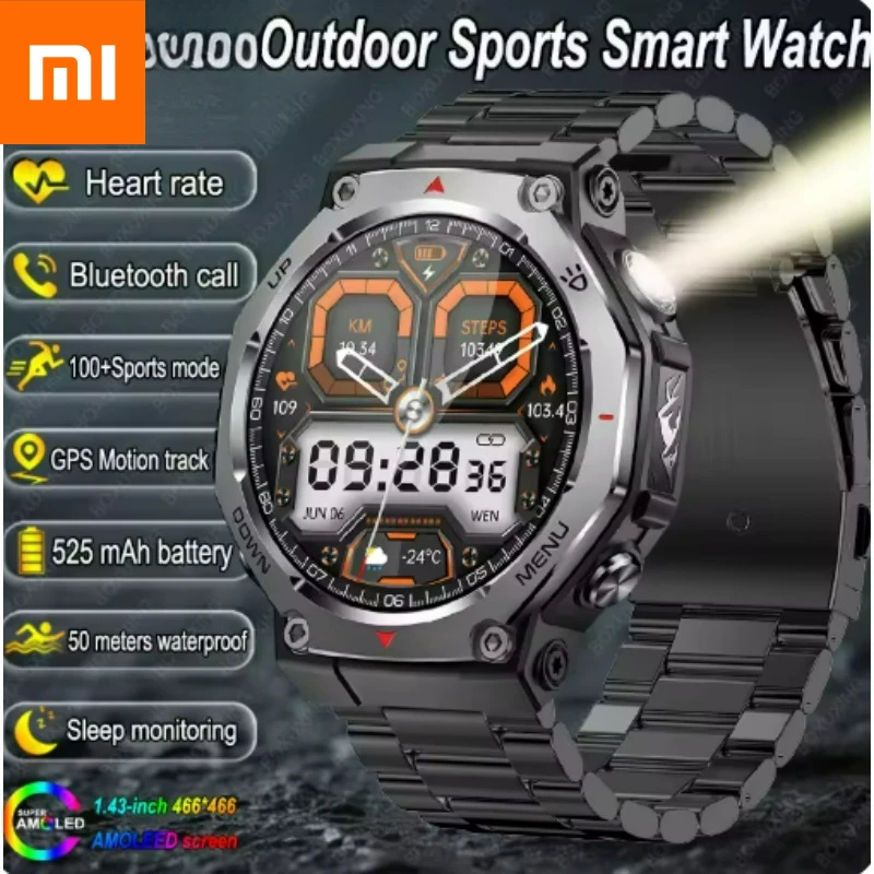 Xiaomi 2026 New Military Outdoor Sports Smart Watch  Motion Track 5 ATM Waterproof Heart Rate HD Bluetooth Call Smartwatch Men