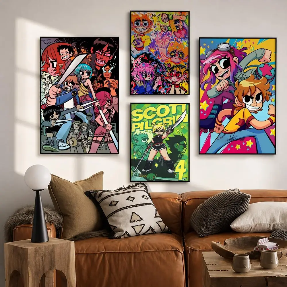 Vintage Scott Pilgrim Arts Poster HD poster wall art self-stick no-residue for home cafe office great gift