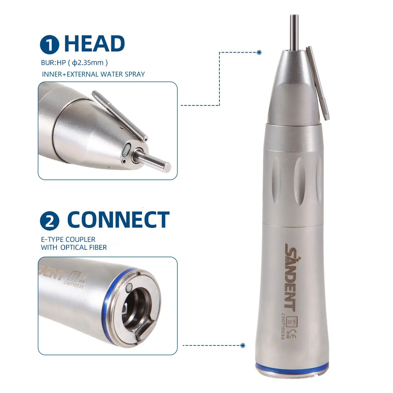 Dental Fiber Optic Led 1:1 Surgical Low Speed Straight Handpiece With External Irrigation Pipe Kavo Style