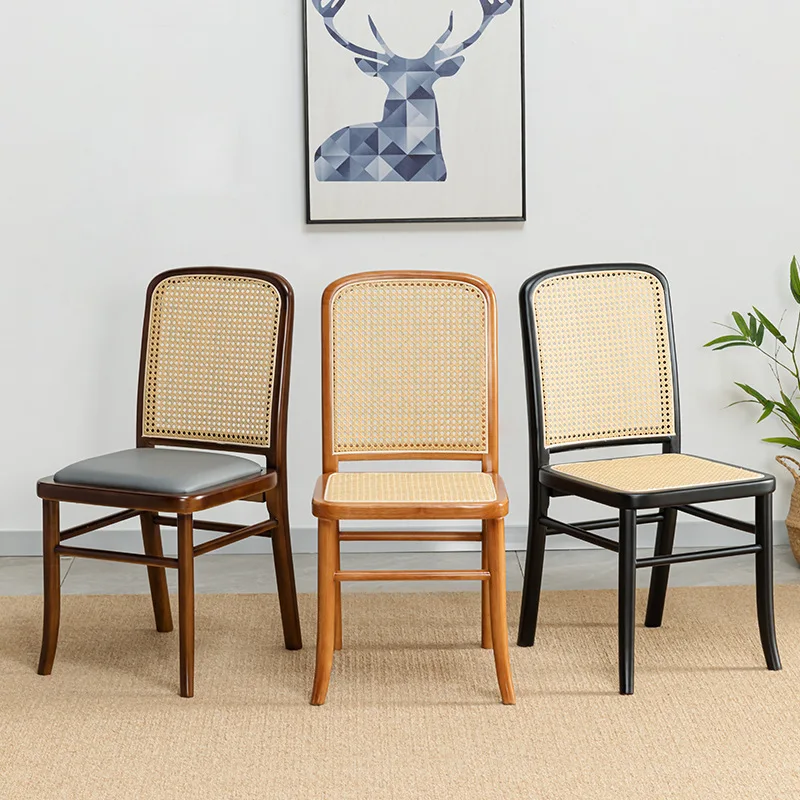 

Japanese-style homestay retro solid wood desk rattan backrest household retro small apartment rattan