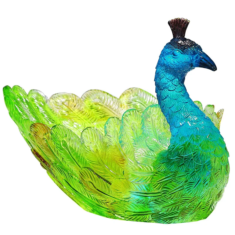 Ancient glazed fruit plate peacock open screen ornament entrance decoration