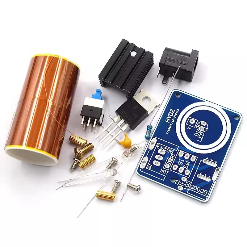 BD243 Mini Tesla Coil Kit puntelli magici parti fai da te tecnologia luci vuote elettronica fai da te BD243C BD243 Mini Tesla Coil Kit Magic