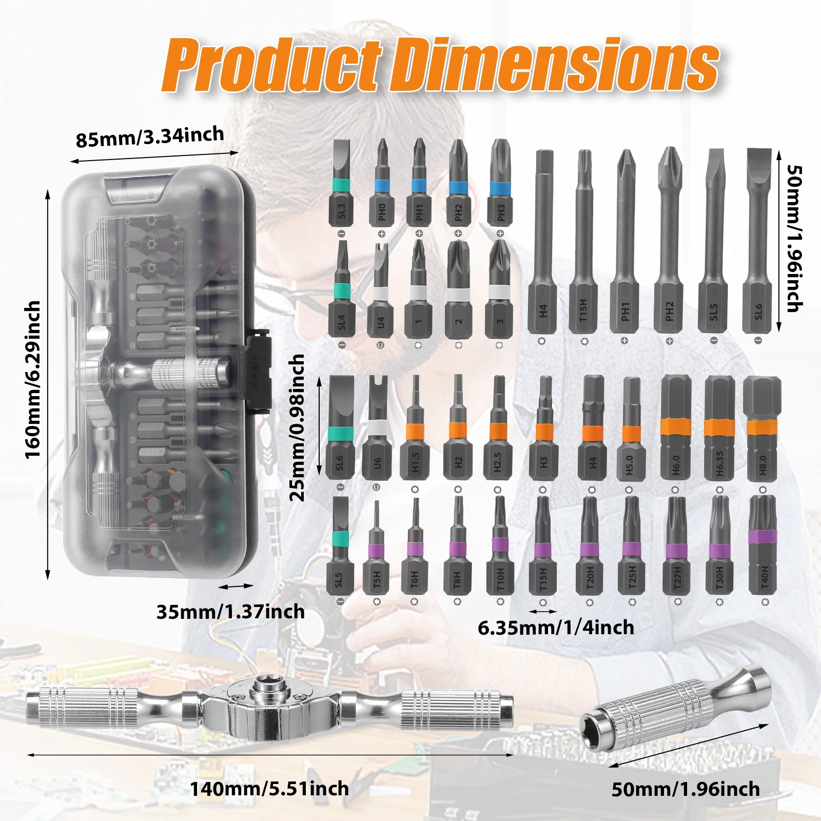 39 in 1 Ratchet Screwdriver Set Detachable T - handle Magneticizer Mini Repair Tool Kit Household Tool For PC & Desk Etc