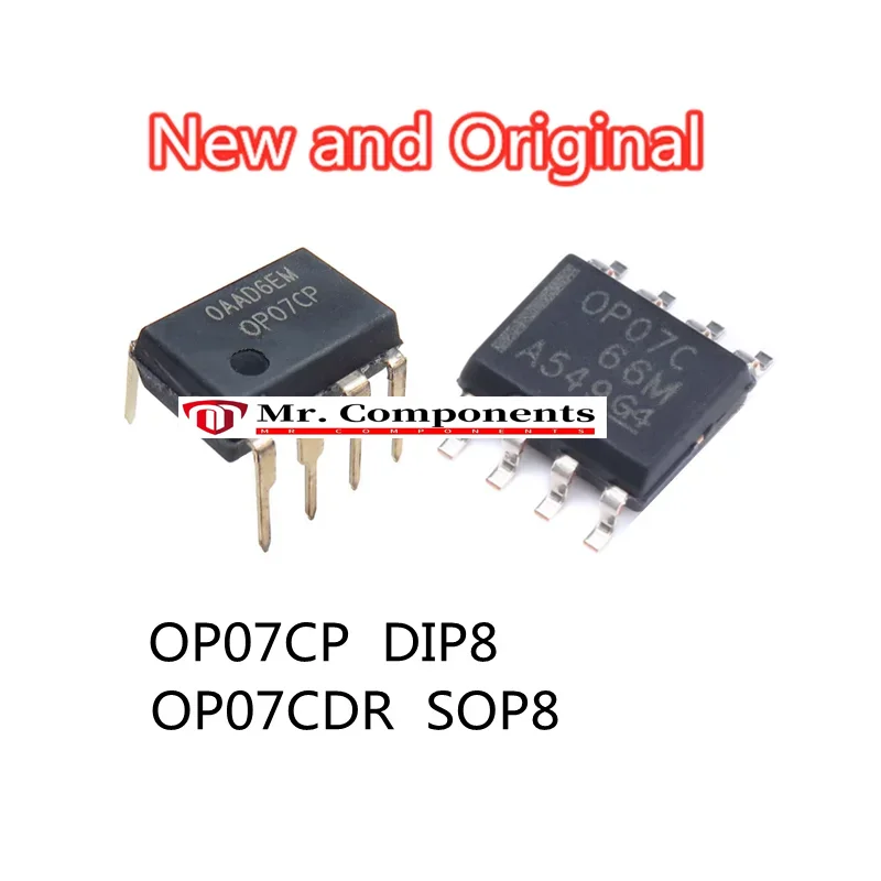 10PCS OP07 OP07CP DIP8 OP07CD OP07CDR OP07CDRG4 SOP8 Precision operational amplifier 600kHZ 0.3V/us In stock