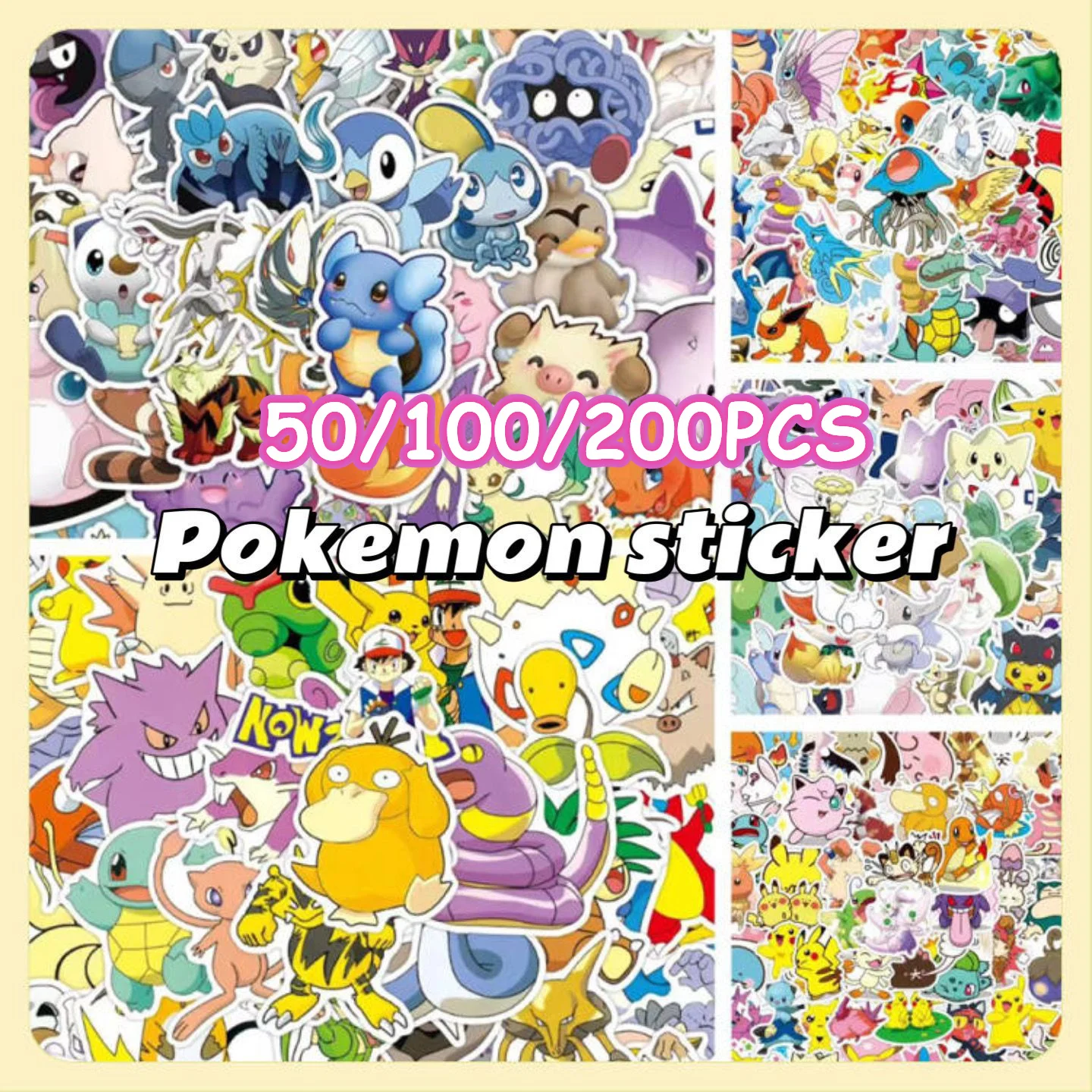 

50/100/200 шт. разнообразные наклейки для коллекции Pokemon Elf, наклейки для телефона, ноутбука, наклейки для багажа, ноутбука, канцелярские принадлежности, декор, водонепроницаемая наклейка