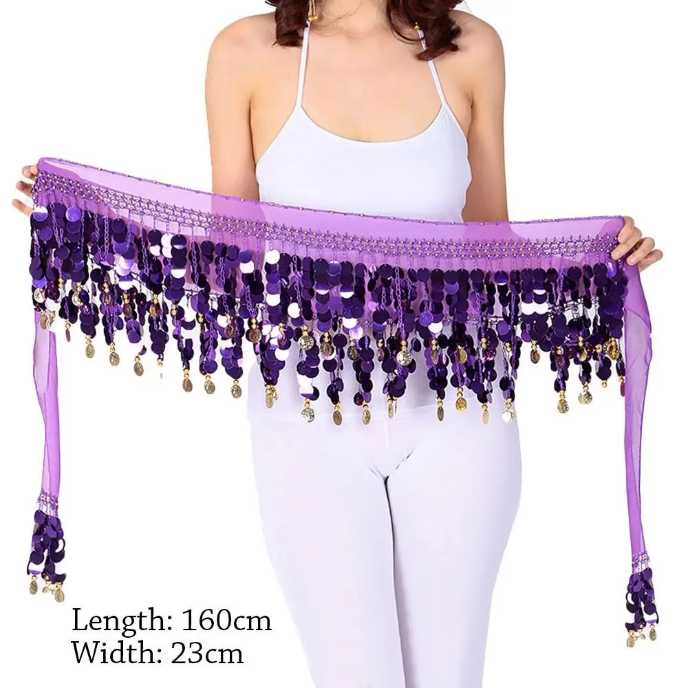Thailand/India/Arab Dancer Sequins Tassels Skirt Women Sexy Belly Dance Hip Scarf Wrap Belt Dancer Skirt Female Show Costumes image 5