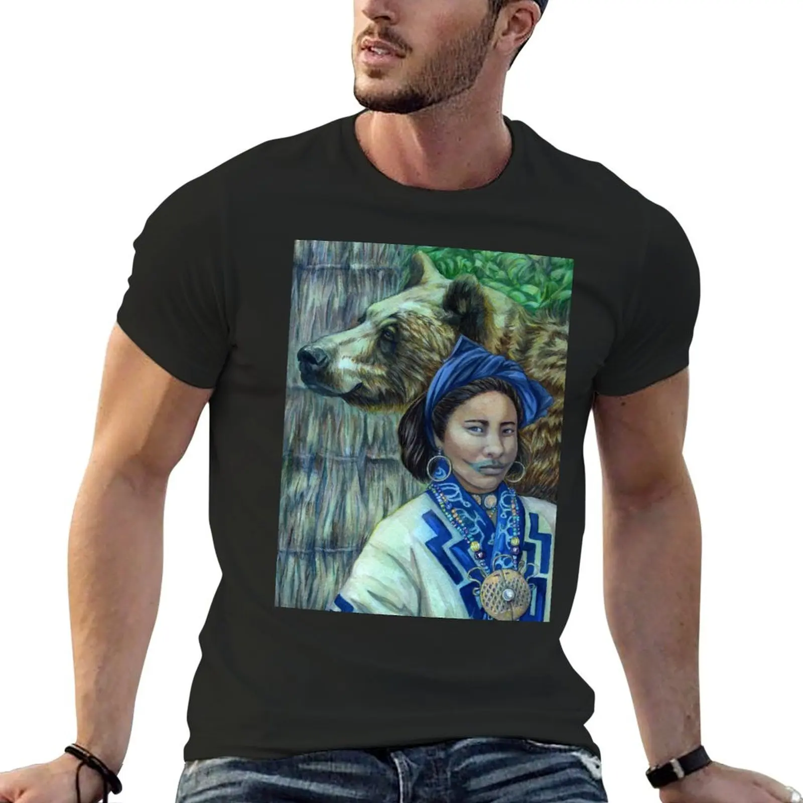 

Japan - Card 23 - Ainu and Bear T-Shirt summer clothes oversizeds graphic t shirt vintage for a boy mens clothes