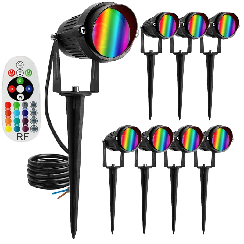 

RGB Landscape Lighting 10W Color Changing Landscape Spotlight with Remote Control Waterproof Yard Tree Lawn Garden Outdoor Light