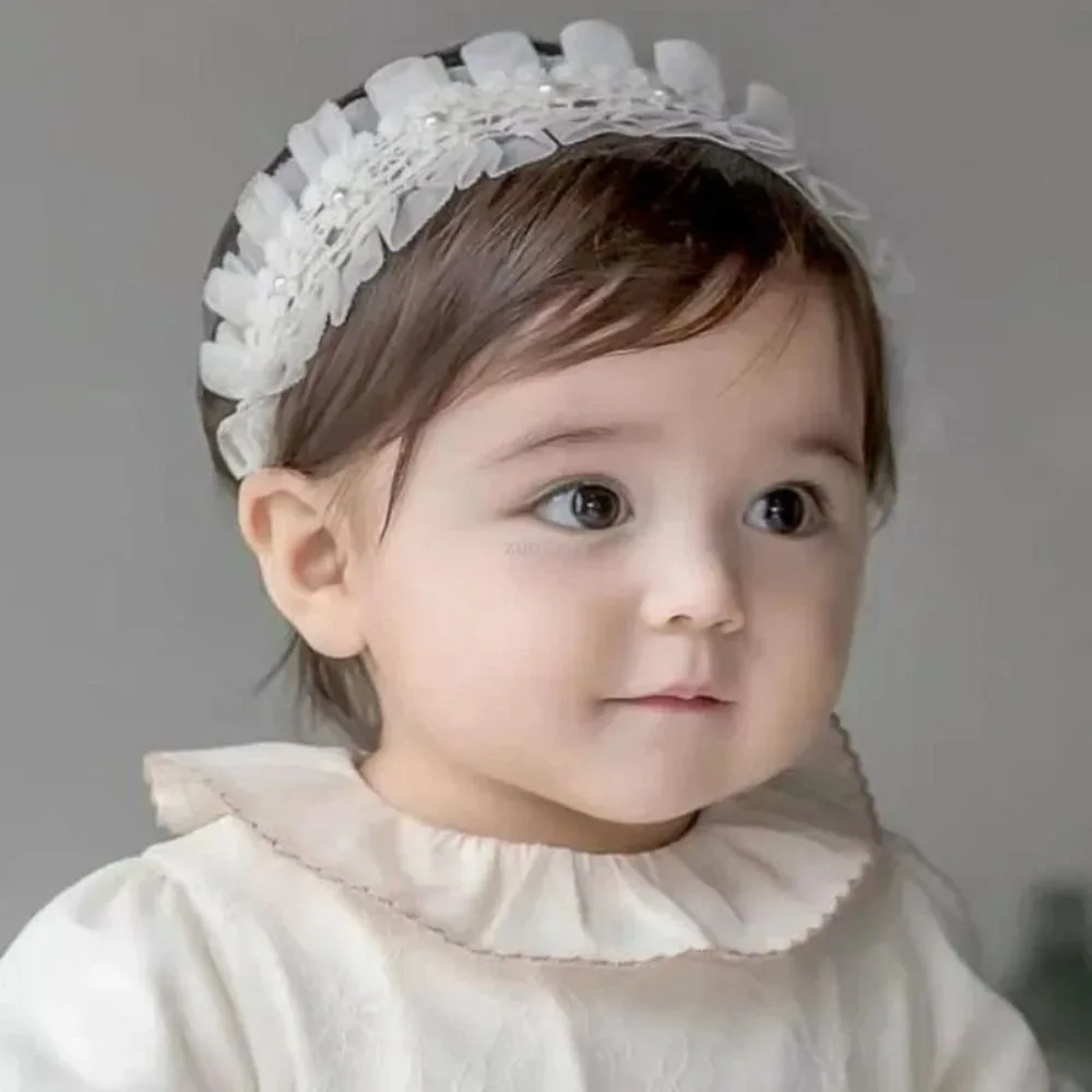 White Lace Headband Baby Headwear Soft Newborn Hair Band Flower Sweet Hairband Outdoor Party