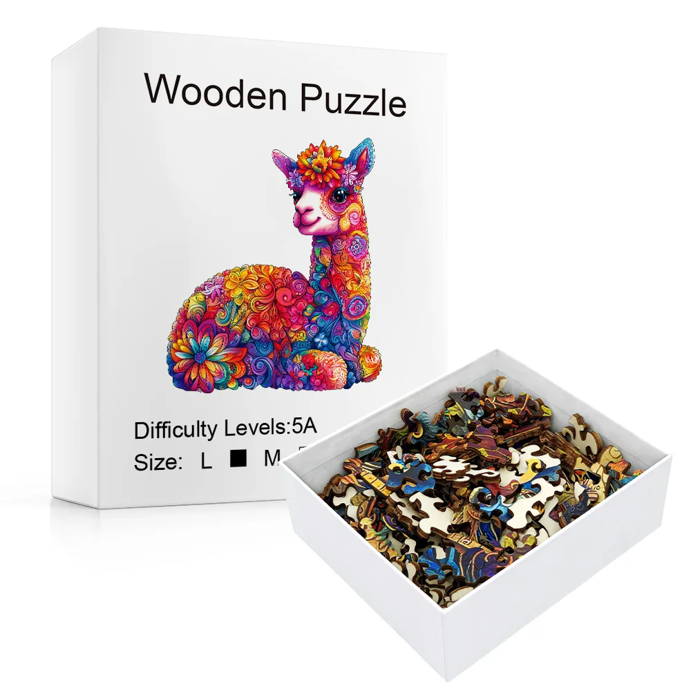Adorable Alpaca Handcrafted Wooden Puzzle | Family Interactive Brain-Teasing Game & Creative Decorative Collectible | Eco-Friend