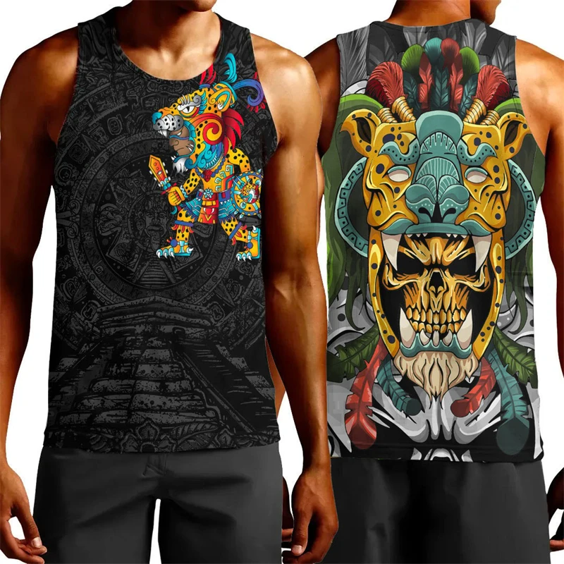 Immagine 7: Messico Flag Map 3D Printed Beach Tank Top per uomo abbigliamento Aztec Warrior Eagle quetzincalatl Vest National Emblem gilet maschile