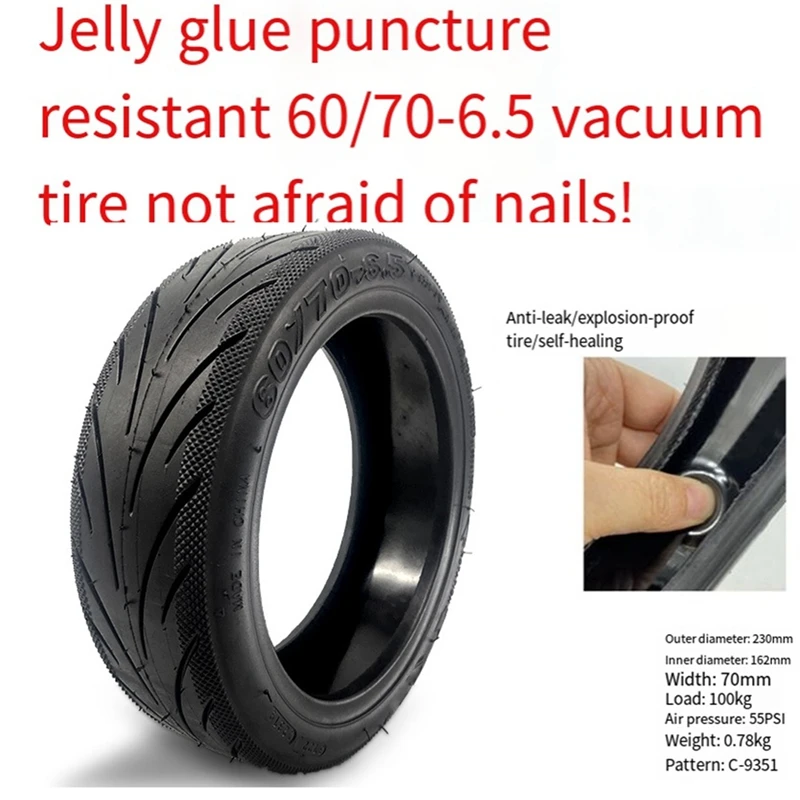 Electric Scooter 60/70-6.5 Puncture-Proof Vacuum Tire Self-Repairing Pneumatic Tire Suitable For MAXG30