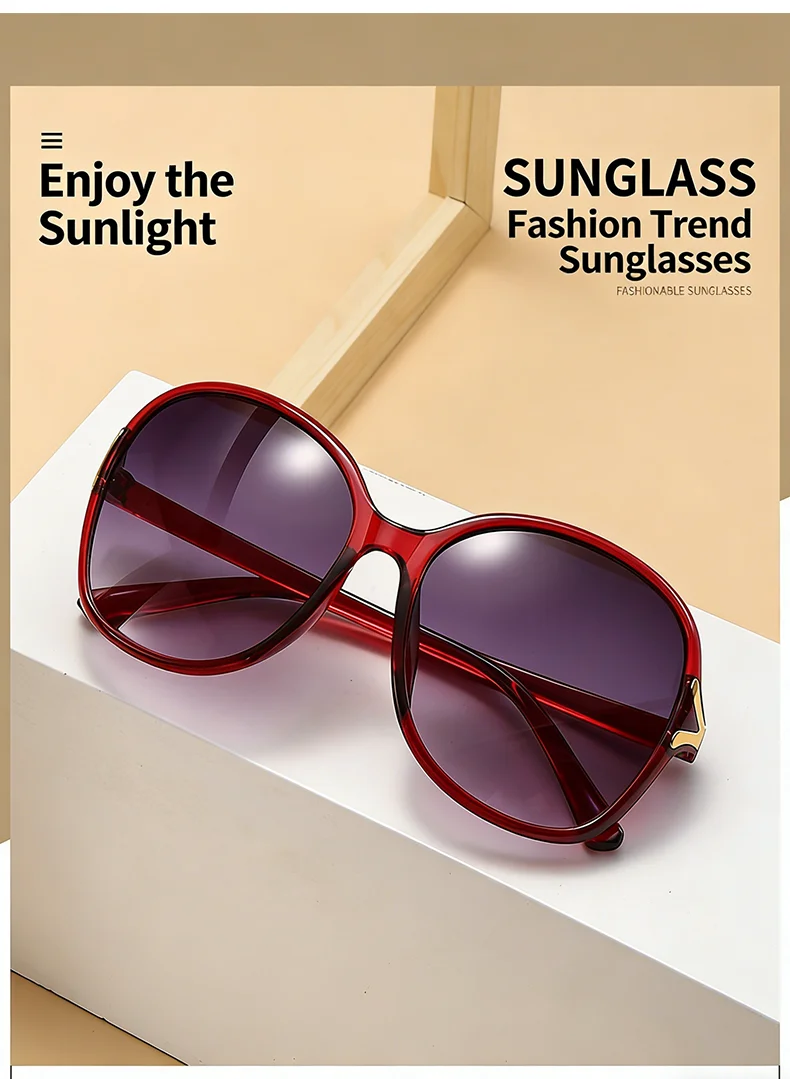 Neue modische High-End-Retro-Sonnenbrille mit Gesichtsverstärkung, kleiner UV-Schutz, der große Sonnenbrille für Damen 2605 fährt – Detail 4